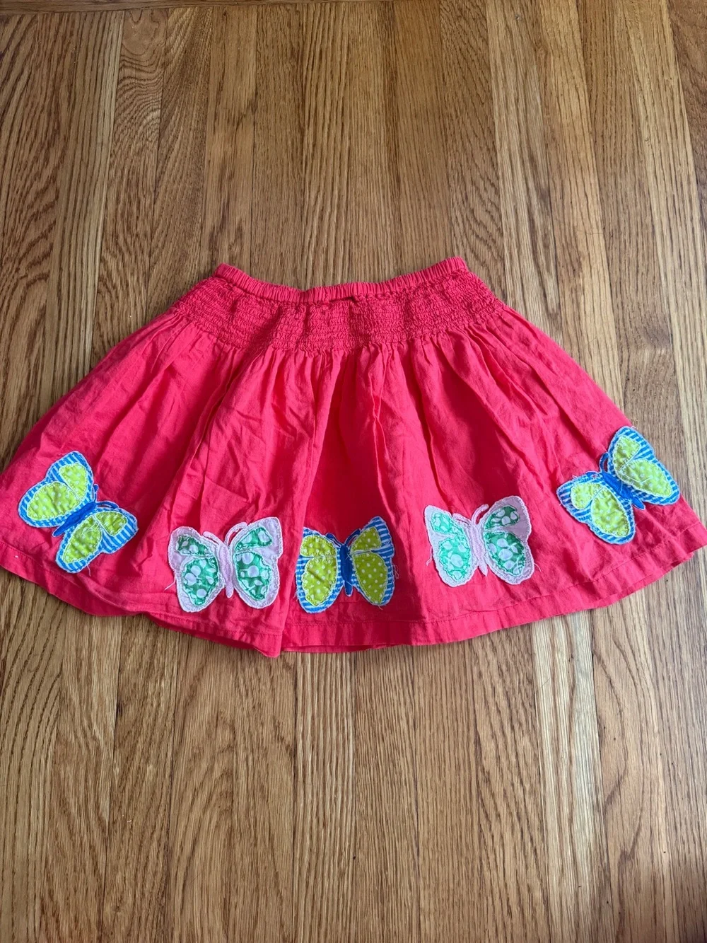Mini Boden patchwork butterfly design smocked waist skirt